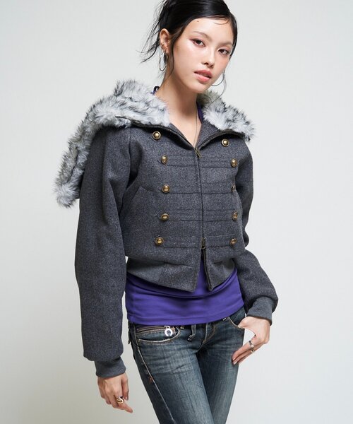 WHO'S WHO gallery(フーズフーギャラリー)の「【26AW LOOK掲載品番/WEB限定サイズあり】ナポレオンファーブルゾン(ブルゾン・レディース・ネイビー/グレー/ブラウン/チャコールグレー・MEDIUM/SMALL/LARGE)」の10枚目の写真