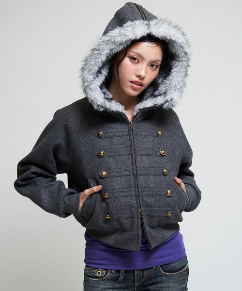WHO'S WHO gallery(フーズフーギャラリー)の「【26AW LOOK掲載品番/WEB限定サイズあり】ナポレオンファーブルゾン(ブルゾン・レディース・ネイビー/グレー/ブラウン/チャコールグレー・MEDIUM/SMALL/LARGE)」の12枚目の写真
