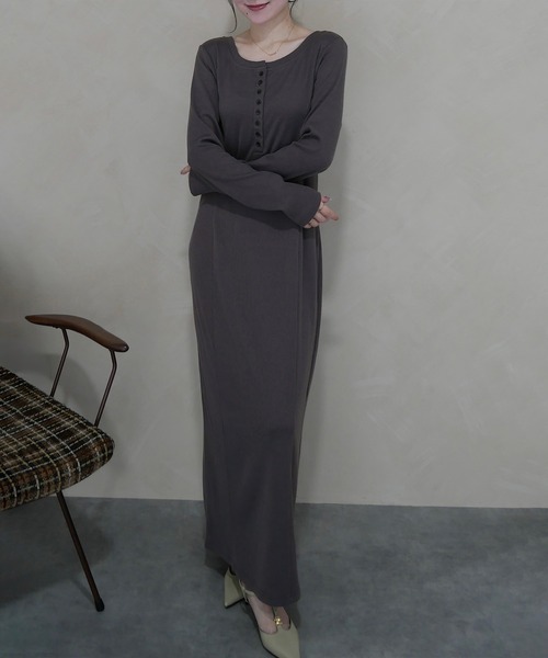 Meiru(メイル)の「ヘンリーネックIラインリブワンピース(ワンピース・レディース・ブラウン/チャコール/ブラック・LARGE/MEDIUM/SMALL/X-LARGE)」の18枚目の写真