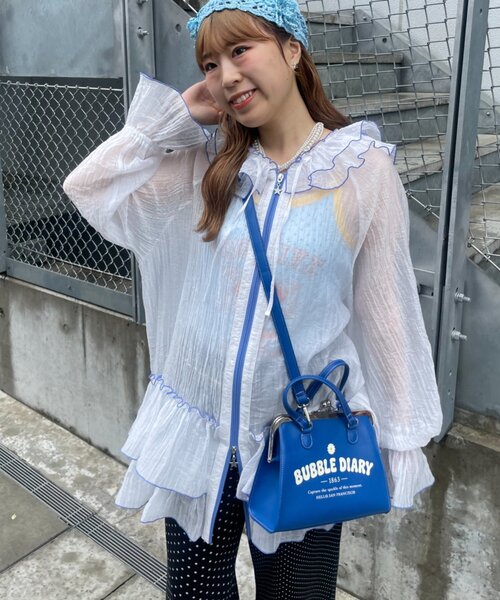 HELLO.SANFRANCISCO(ハローサンフランシスコ)の「【HELLO.SANFRANCISCO】マーガレットロゴがま口ショルダー(ショルダーバッグ・レディース・ブルー/ホワイト・ONE SIZE)」の14枚目の写真