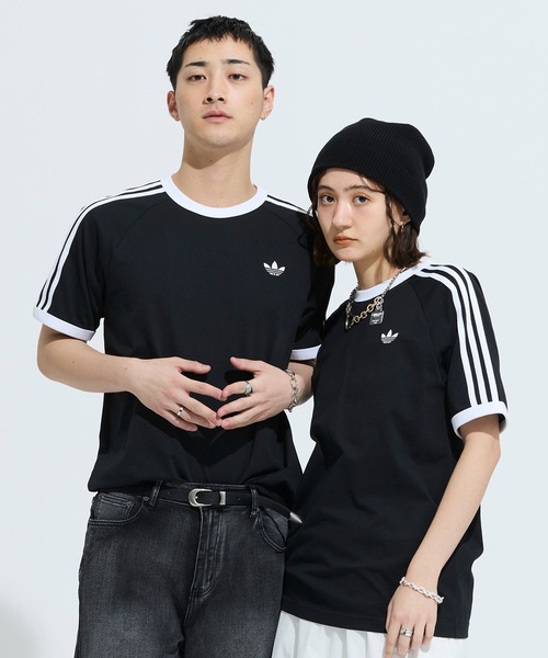 adidas(アディダス)の「スリーストライプス Tシャツ / アディダスオリジナルス adidas Originals(Tシャツ/カットソー・メンズ・ブラック・MEDIUM/X-SMALL/LARGE/3XL/XX-LARGE/XX-SMALL/X-LARGE/SMALL)」の4枚目の写真