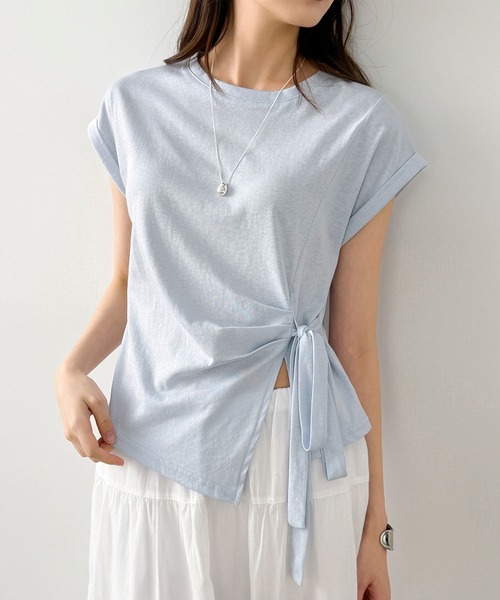 Girly Doll(ガーリードール)の「フレンチスリーブサイドリボン付きカットソー(Tシャツ/カットソー・レディース・イエロー/グレー/ブラック/ブルー・FREE)」の20枚目の写真