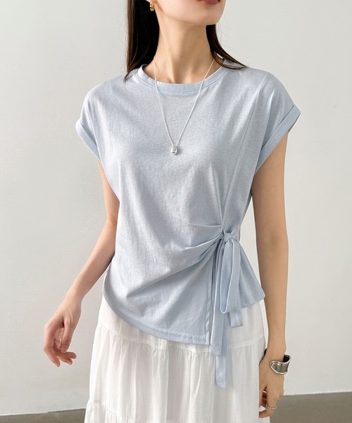 Girly Doll(ガーリードール)の「フレンチスリーブサイドリボン付きカットソー(Tシャツ/カットソー・レディース・イエロー/グレー/ブラック/ブルー・FREE)」の15枚目の写真