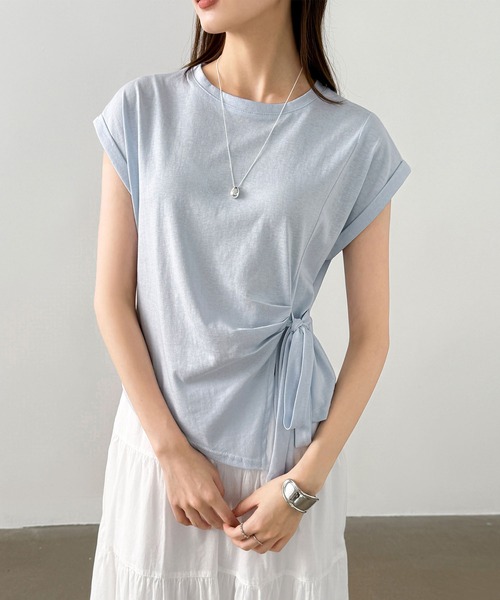 Girly Doll(ガーリードール)の「フレンチスリーブサイドリボン付きカットソー(Tシャツ/カットソー・レディース・イエロー/グレー/ブラック/ブルー・FREE)」の16枚目の写真