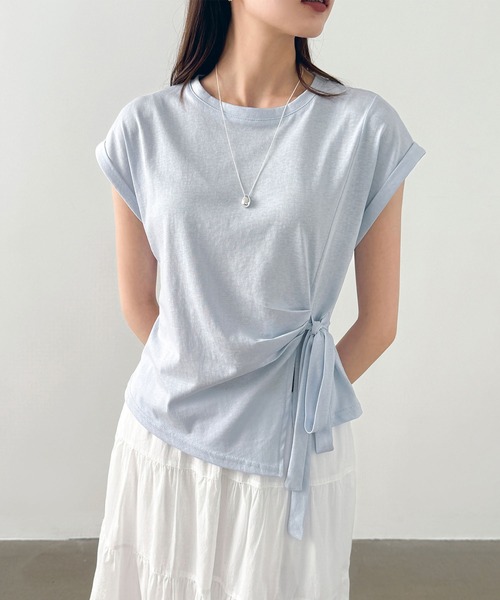 Girly Doll(ガーリードール)の「フレンチスリーブサイドリボン付きカットソー(Tシャツ/カットソー・レディース・イエロー/グレー/ブラック/ブルー・FREE)」の17枚目の写真