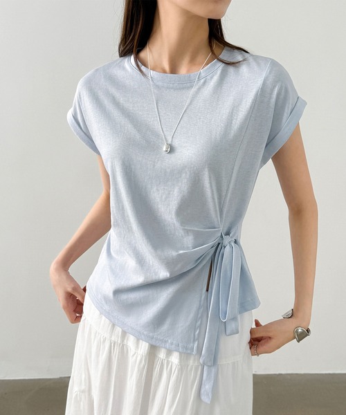 Girly Doll(ガーリードール)の「フレンチスリーブサイドリボン付きカットソー(Tシャツ/カットソー・レディース・イエロー/グレー/ブラック/ブルー・FREE)」の18枚目の写真