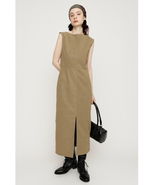 SLY(スライ)の「BOAT NECK PENCIL M/OP ボートネックペンシルミディワンピース 秋服 夏服 春服 ノースリーブ(ワンピース・レディース・ベージュ・FREE)」の1枚目の写真