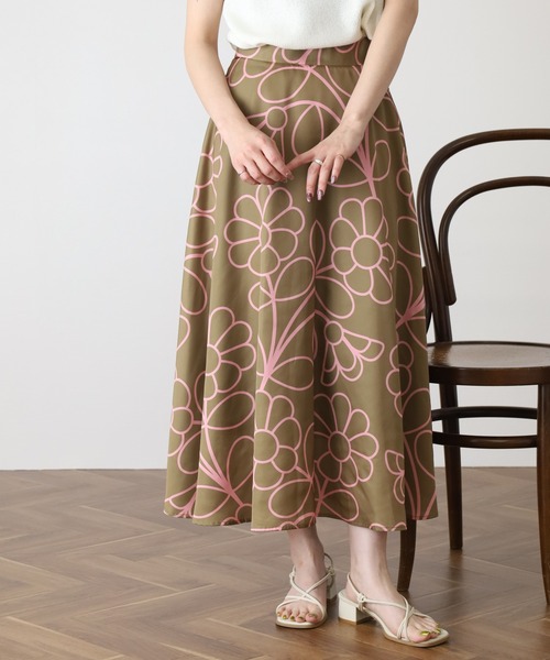 Orla Kiely(-)の「サマーブルーム スカート(スカート・レディース・ブラック/カーキ・38/40)」の10枚目の写真