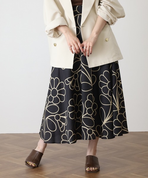 Orla Kiely(-)の「サマーブルーム スカート(スカート・レディース・ブラック/カーキ・38/40)」の4枚目の写真