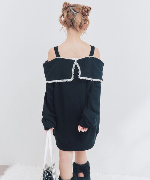 OLIVE des OLIVE(オリーブデオリーブ)の「Ribbon オフショルスウェット(Tシャツ/カットソー・レディース・ピンク/ブラック/トップグレー・FREE)」の13枚目の写真