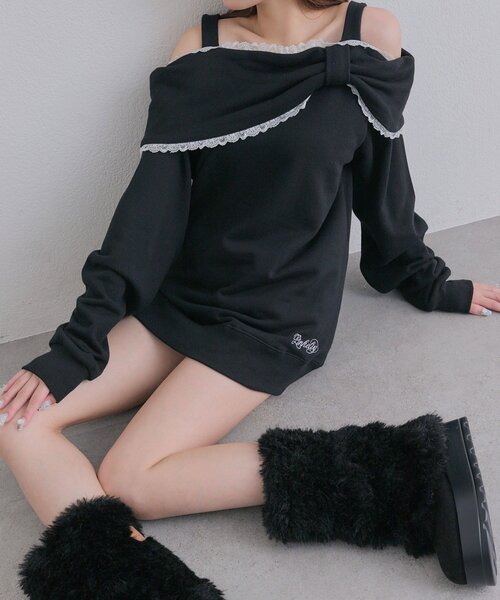 OLIVE des OLIVE(オリーブデオリーブ)の「Ribbon オフショルスウェット(Tシャツ/カットソー・レディース・ピンク/ブラック/トップグレー・FREE)」の20枚目の写真