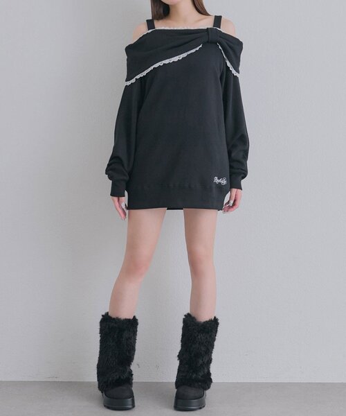 OLIVE des OLIVE(オリーブデオリーブ)の「Ribbon オフショルスウェット(Tシャツ/カットソー・レディース・ピンク/ブラック/トップグレー・FREE)」の21枚目の写真