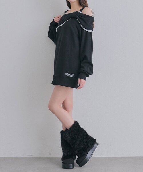 OLIVE des OLIVE(オリーブデオリーブ)の「Ribbon オフショルスウェット(Tシャツ/カットソー・レディース・ピンク/ブラック/トップグレー・FREE)」の22枚目の写真