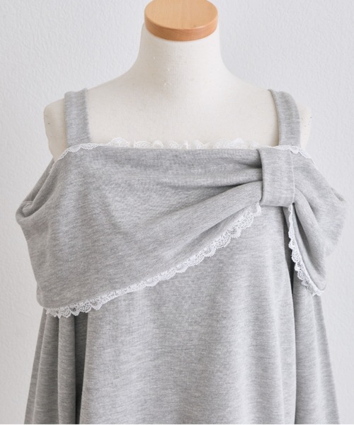 OLIVE des OLIVE(オリーブデオリーブ)の「Ribbon オフショルスウェット(Tシャツ/カットソー・レディース・ピンク/ブラック/トップグレー・FREE)」の4枚目の写真