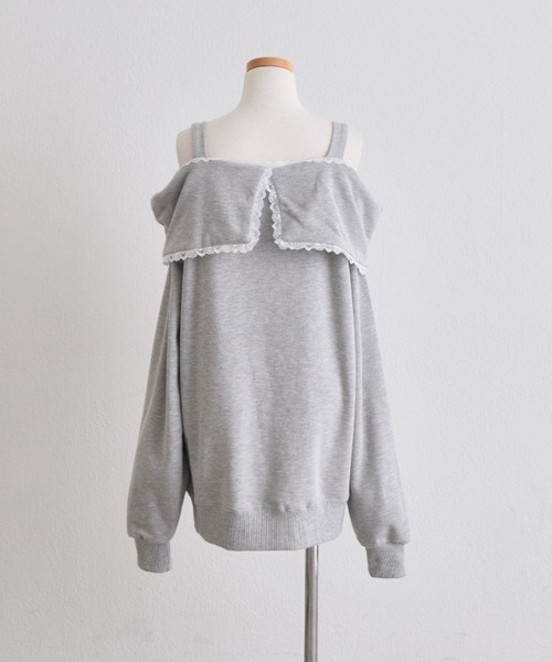 OLIVE des OLIVE(オリーブデオリーブ)の「Ribbon オフショルスウェット(Tシャツ/カットソー・レディース・ピンク/ブラック/トップグレー・FREE)」の7枚目の写真