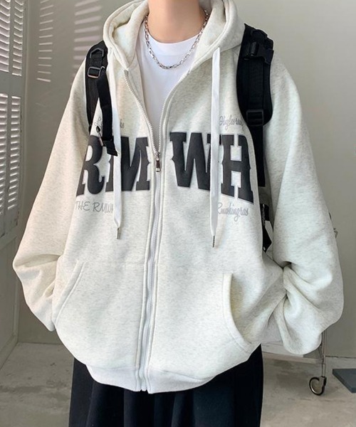 KELVIN(ケルヴァン)の「Varsity Print Zip Hoodie バーシティプリントジップフーディー(パーカー・メンズ・ライトグレー/ブラック・MEDIUM/LARGE)」の2枚目の写真
