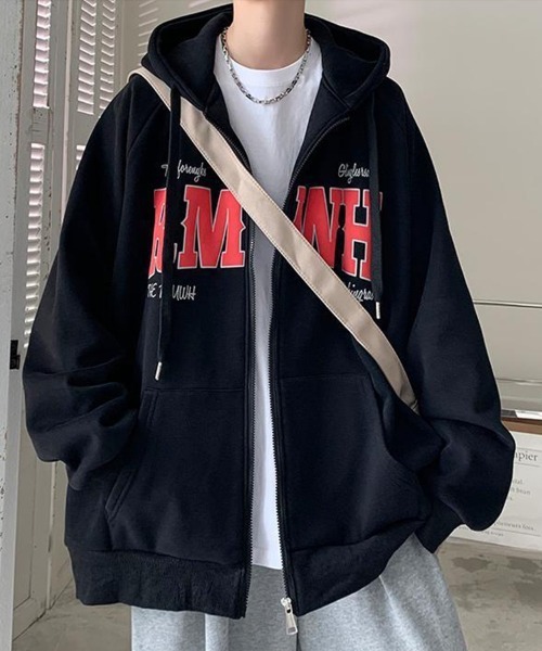 KELVIN(ケルヴァン)の「Varsity Print Zip Hoodie バーシティプリントジップフーディー(パーカー・メンズ・ライトグレー/ブラック・MEDIUM/LARGE)」の1枚目の写真