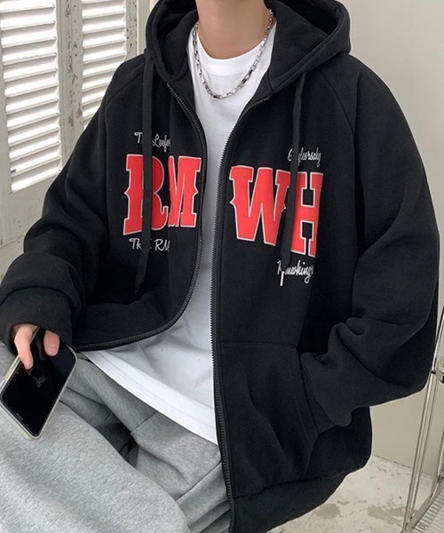 KELVIN(ケルヴァン)の「Varsity Print Zip Hoodie バーシティプリントジップフーディー(パーカー・メンズ・ライトグレー/ブラック・MEDIUM/LARGE)」の4枚目の写真