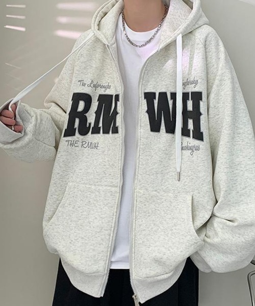 KELVIN(ケルヴァン)の「Varsity Print Zip Hoodie バーシティプリントジップフーディー(パーカー・メンズ・ライトグレー/ブラック・MEDIUM/LARGE)」の5枚目の写真