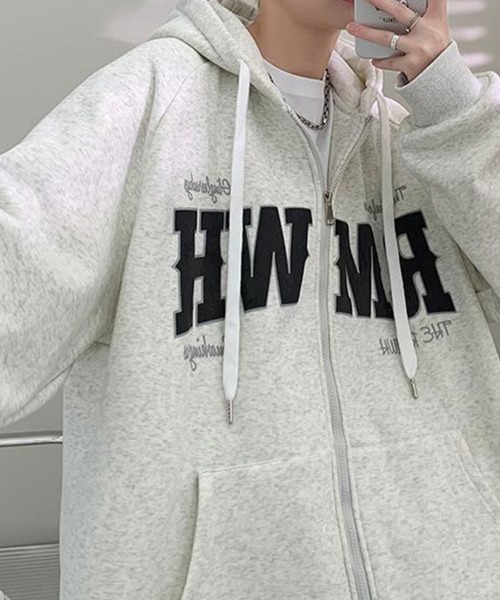 KELVIN(ケルヴァン)の「Varsity Print Zip Hoodie バーシティプリントジップフーディー(パーカー・メンズ・ライトグレー/ブラック・MEDIUM/LARGE)」の7枚目の写真