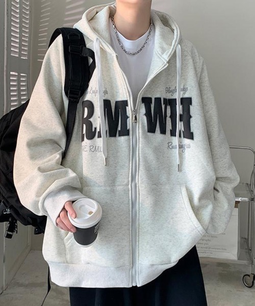 KELVIN(ケルヴァン)の「Varsity Print Zip Hoodie バーシティプリントジップフーディー(パーカー・メンズ・ライトグレー/ブラック・MEDIUM/LARGE)」の9枚目の写真