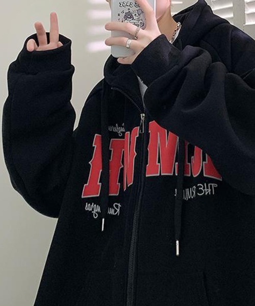 KELVIN(ケルヴァン)の「Varsity Print Zip Hoodie バーシティプリントジップフーディー(パーカー・メンズ・ライトグレー/ブラック・MEDIUM/LARGE)」の11枚目の写真