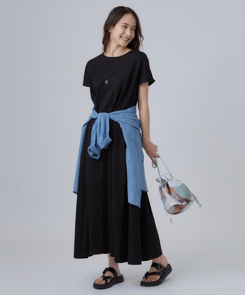 SHOO・LA・RUE(シューラルー)の「【ひんやり/体型カバー/洗濯機可】涼やかAラインロングワンピース(ワンピース・レディース・ブラック/ブラウン系その他/ピンク系その他/ブルーグリーン・00)」の12枚目の写真