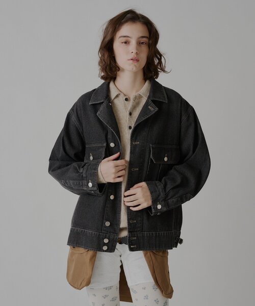 WHIMSIC(ウィムジック)の「【UNISEX】Mー42ジャケット(デニムジャケット・レディース・ライトベージュ/チャコールグレー・FREE)」の3枚目の写真