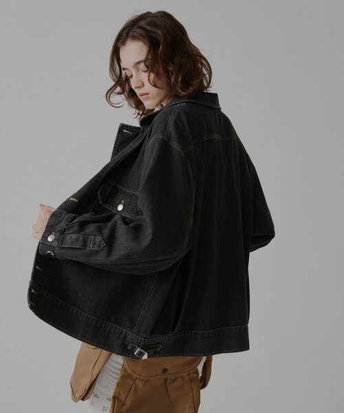 WHIMSIC(ウィムジック)の「【UNISEX】Mー42ジャケット(デニムジャケット・レディース・ライトベージュ/チャコールグレー・FREE)」の5枚目の写真