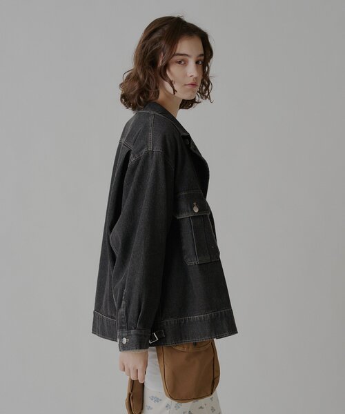 WHIMSIC(ウィムジック)の「【UNISEX】Mー42ジャケット(デニムジャケット・レディース・ライトベージュ/チャコールグレー・FREE)」の6枚目の写真
