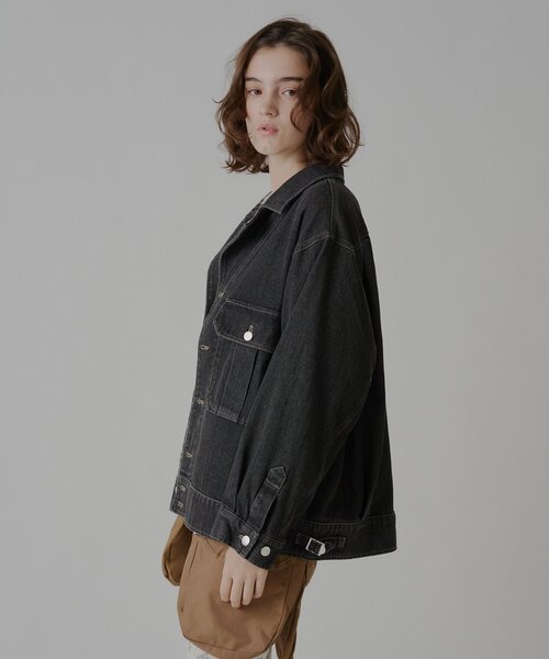 WHIMSIC(ウィムジック)の「【UNISEX】Mー42ジャケット(デニムジャケット・レディース・ライトベージュ/チャコールグレー・FREE)」の7枚目の写真