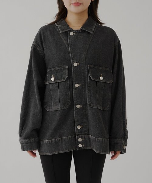 WHIMSIC(ウィムジック)の「【UNISEX】Mー42ジャケット(デニムジャケット・レディース・ライトベージュ/チャコールグレー・FREE)」の12枚目の写真