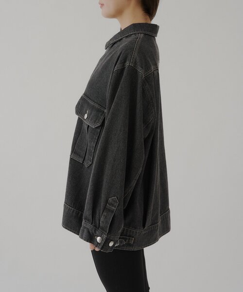 WHIMSIC(ウィムジック)の「【UNISEX】Mー42ジャケット(デニムジャケット・レディース・ライトベージュ/チャコールグレー・FREE)」の13枚目の写真