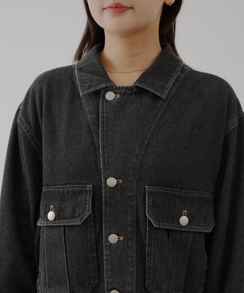 WHIMSIC(ウィムジック)の「【UNISEX】Mー42ジャケット(デニムジャケット・レディース・ライトベージュ/チャコールグレー・FREE)」の15枚目の写真