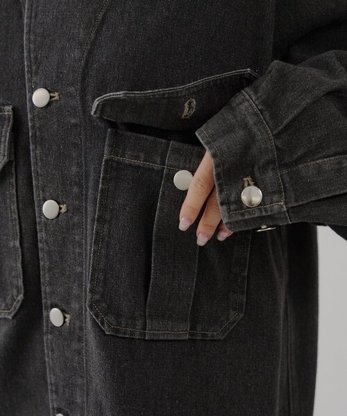 WHIMSIC(ウィムジック)の「【UNISEX】Mー42ジャケット(デニムジャケット・レディース・ライトベージュ/チャコールグレー・FREE)」の16枚目の写真