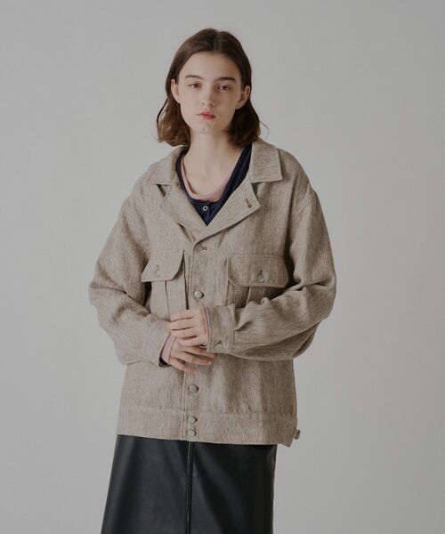 WHIMSIC(ウィムジック)の「【UNISEX】Mー42ジャケット(デニムジャケット・レディース・ライトベージュ/チャコールグレー・FREE)」の21枚目の写真