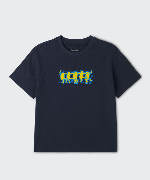 MUSINSA STANDARD KIDS（ムシンサスタンダードキッズ）の「[キスヘリングコレクション] Dancing Figures Tシャツ [ネイビー]（Tシャツ/カットソー・レディース・その他・120/130/140/150/160）」の2枚目の写真