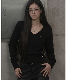 Signature V-neck Knit (black)