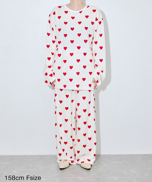 PETIT BATEAU(プチバトー)の「【WEB限定】・【PETIT BATEAU pour ADAM ET ROPE'】別注ハートプリントパジャマ(ルームウェア/パジャマ・レディース・レッド/ネイビー・FREE)」の11枚目の写真