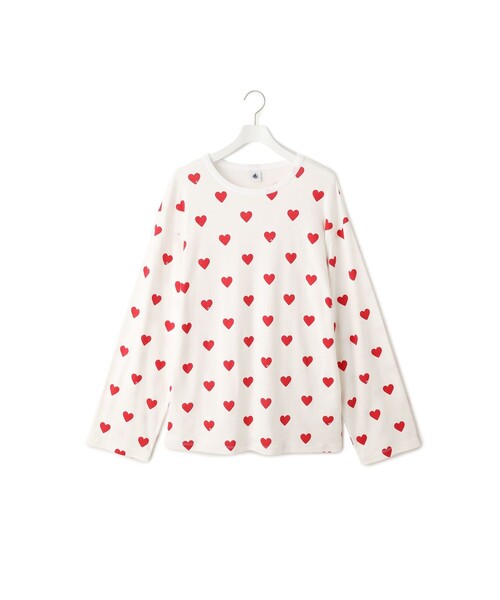 PETIT BATEAU(プチバトー)の「【WEB限定】・【PETIT BATEAU pour ADAM ET ROPE'】別注ハートプリントパジャマ(ルームウェア/パジャマ・レディース・レッド/ネイビー・FREE)」の12枚目の写真