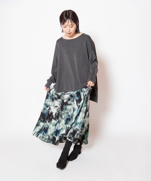 OSMOSIS（オズモーシス）の「切替プリントフレアースカート（スカート・レディース・グリーン/ブルーグリーン/パープル・ONE SIZE）」の18枚目の写真