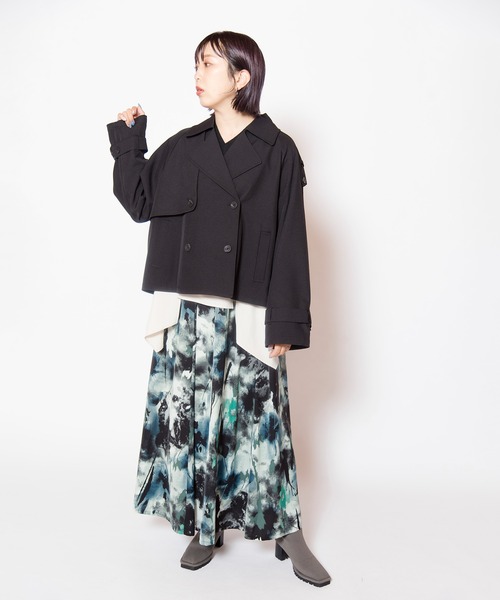 OSMOSIS（オズモーシス）の「切替プリントフレアースカート（スカート・レディース・グリーン/ブルーグリーン/パープル・ONE SIZE）」の21枚目の写真
