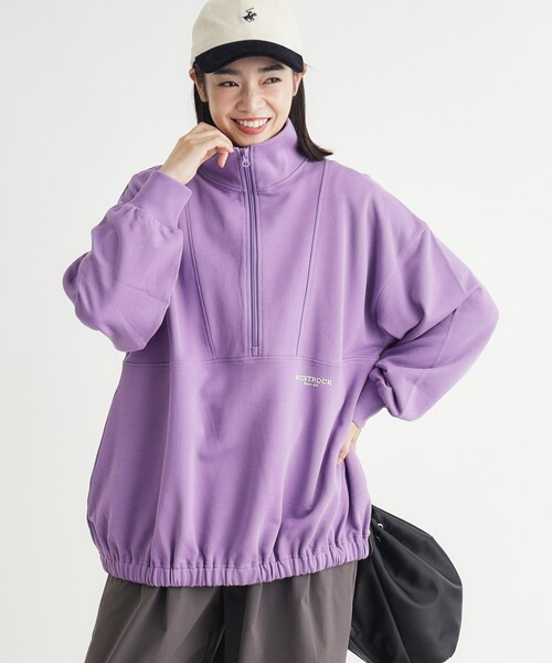 HONEYSUCKLE ROSE(ハニーサックルローズ)の「《体型カバー/シルエット調整可》ハーフジップスウェットプルオーバー(スウェット・レディース・ベージュ/パープル/ライトブルー・05/04)」の5枚目の写真