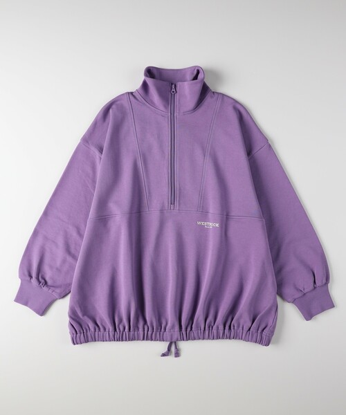 HONEYSUCKLE ROSE(ハニーサックルローズ)の「《体型カバー/シルエット調整可》ハーフジップスウェットプルオーバー(スウェット・レディース・ベージュ/パープル/ライトブルー・05/04)」の16枚目の写真