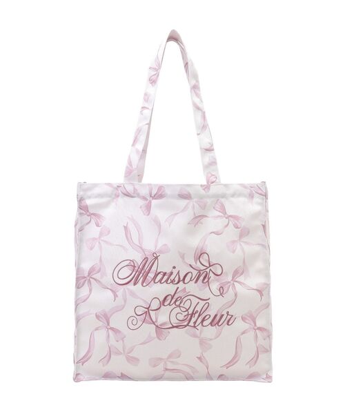 Maison de FLEUR(メゾンドフルール)の「ブランドロゴ刺繍リボンプリントスクエアトート(トートバッグ・レディース・ピンク/ピンク系その他3/ライトブルー/ブラック・FREE)」の16枚目の写真