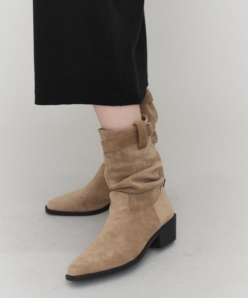 Rohwel（ローウェル）の「Suede Belt Short Boots / スエードベルトショートブーツ（ブーツ・レディース・ベージュ/ブラック・LARGE/MEDIUM/SMALL）」の12枚目の写真