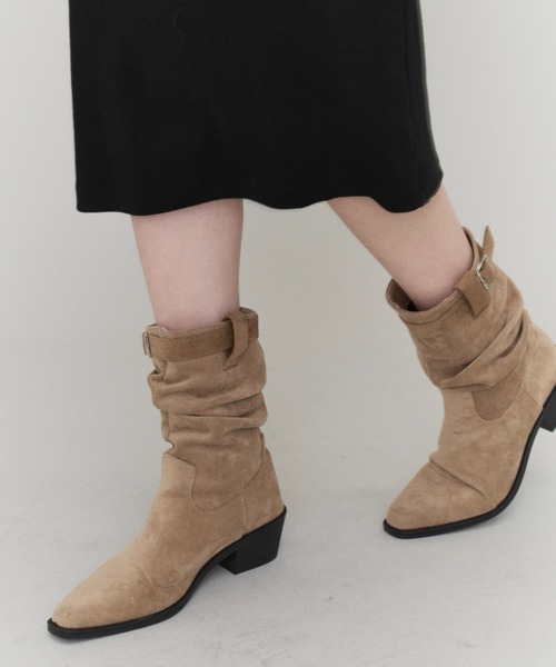 Rohwel（ローウェル）の「Suede Belt Short Boots / スエードベルトショートブーツ（ブーツ・レディース・ベージュ/ブラック・LARGE/MEDIUM/SMALL）」の13枚目の写真