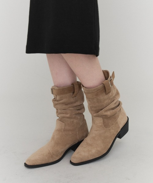 Rohwel（ローウェル）の「Suede Belt Short Boots / スエードベルトショートブーツ（ブーツ・レディース・ベージュ/ブラック・LARGE/MEDIUM/SMALL）」の14枚目の写真