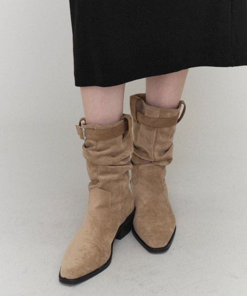 Rohwel（ローウェル）の「Suede Belt Short Boots / スエードベルトショートブーツ（ブーツ・レディース・ベージュ/ブラック・LARGE/MEDIUM/SMALL）」の15枚目の写真