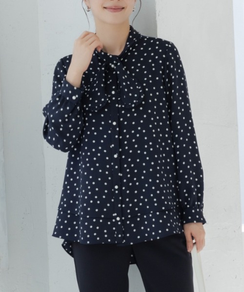【SONO】ソーノ ブラウス ドットブラウス リボン 半袖 10/9新作発売】ご自宅でお洗濯可能【SONO/ソーノ】ジョーゼットバニー